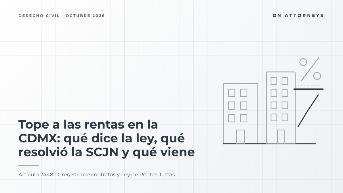 Tope a las rentas en la CDMX: aumento máximo ligado a la inflación, fallo de la SCJN y Ley de Rentas Justas, explicado por GN Attorneys
